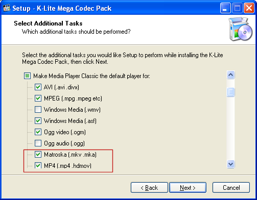 K-Lite: Select Additional Tasks